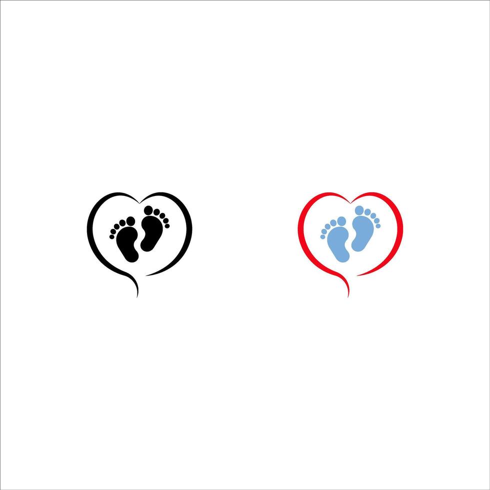 baby footprints silhouette print drawing design isolated on white background.Black Footsteps.Baby shower.New born.Heart shape.Boy or girl. vector