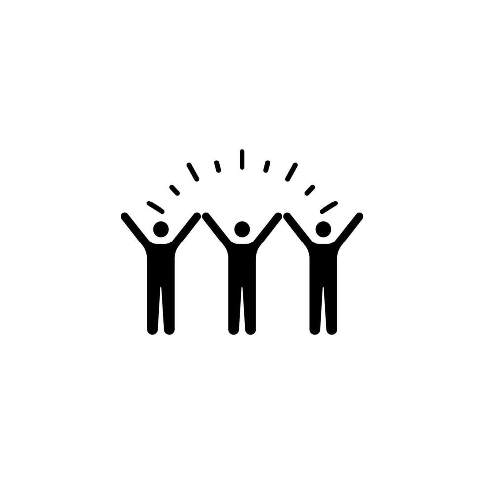 Happy people icon. Simple solid style. Joy, fun team, enjoy, fans, freedom concept. Black silhouette, glyph symbol. Isolated illustration vector