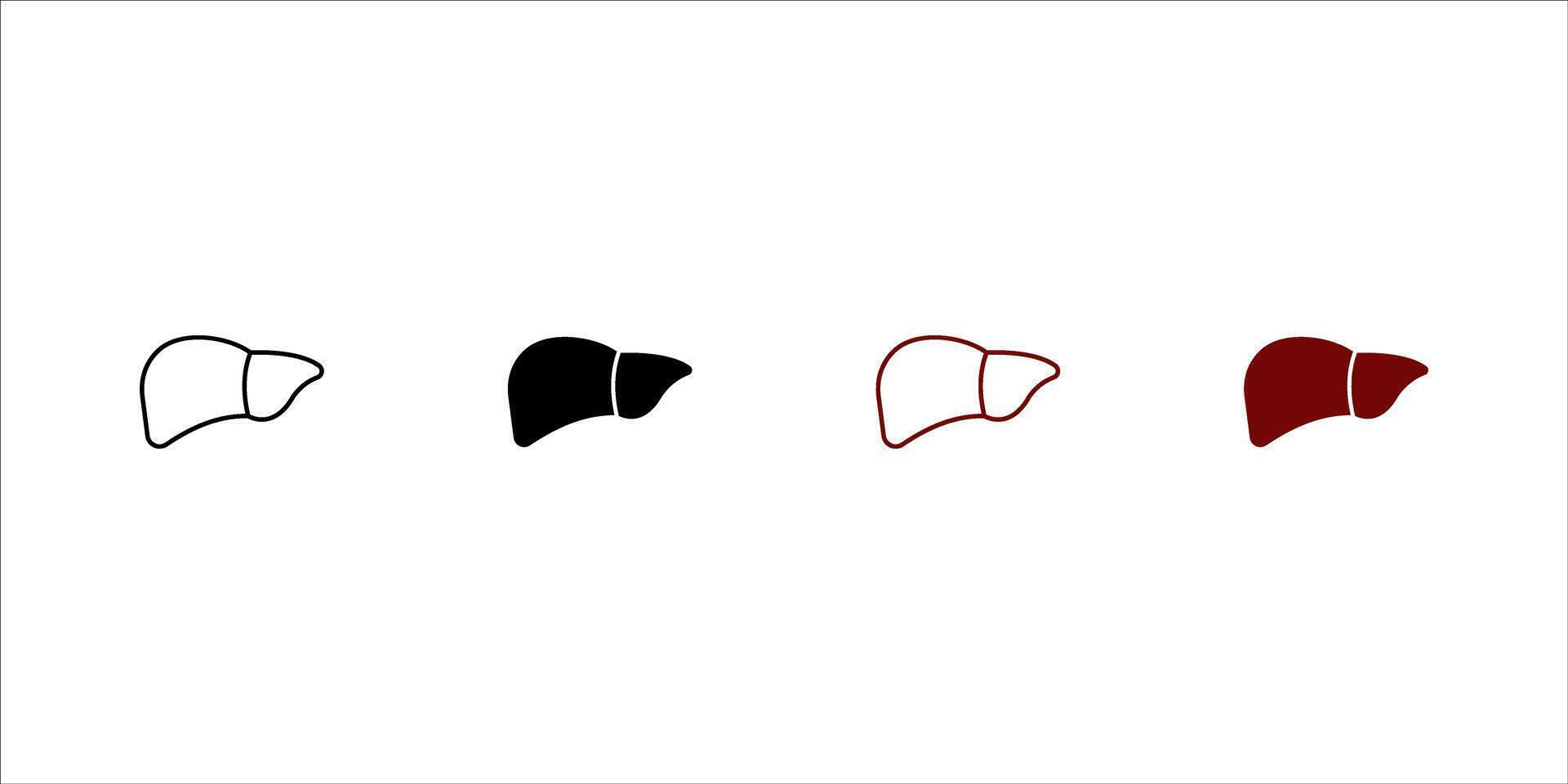 Set with human liver icons on white background. Human organ silhouette. Liver outline icons. vector