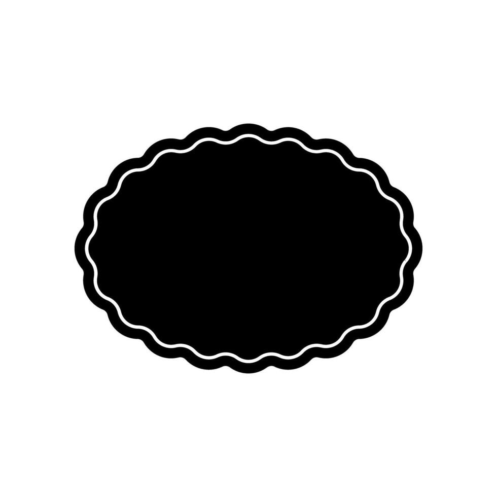Doodle circle oval scalloped frames. Hand drawn scalloped edge ellipse shapes. Simple round label form. Flower silhouette lace frame. illustration isolated on white background, EPS 10 vector