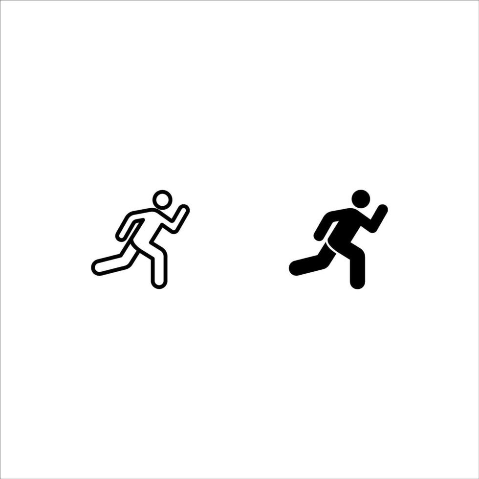 Runner icon set. Simple outline style. Man run fast, race, sprint, sport concept. Thin line illustration isolated on white background. Editable stroke EPS 10. vector