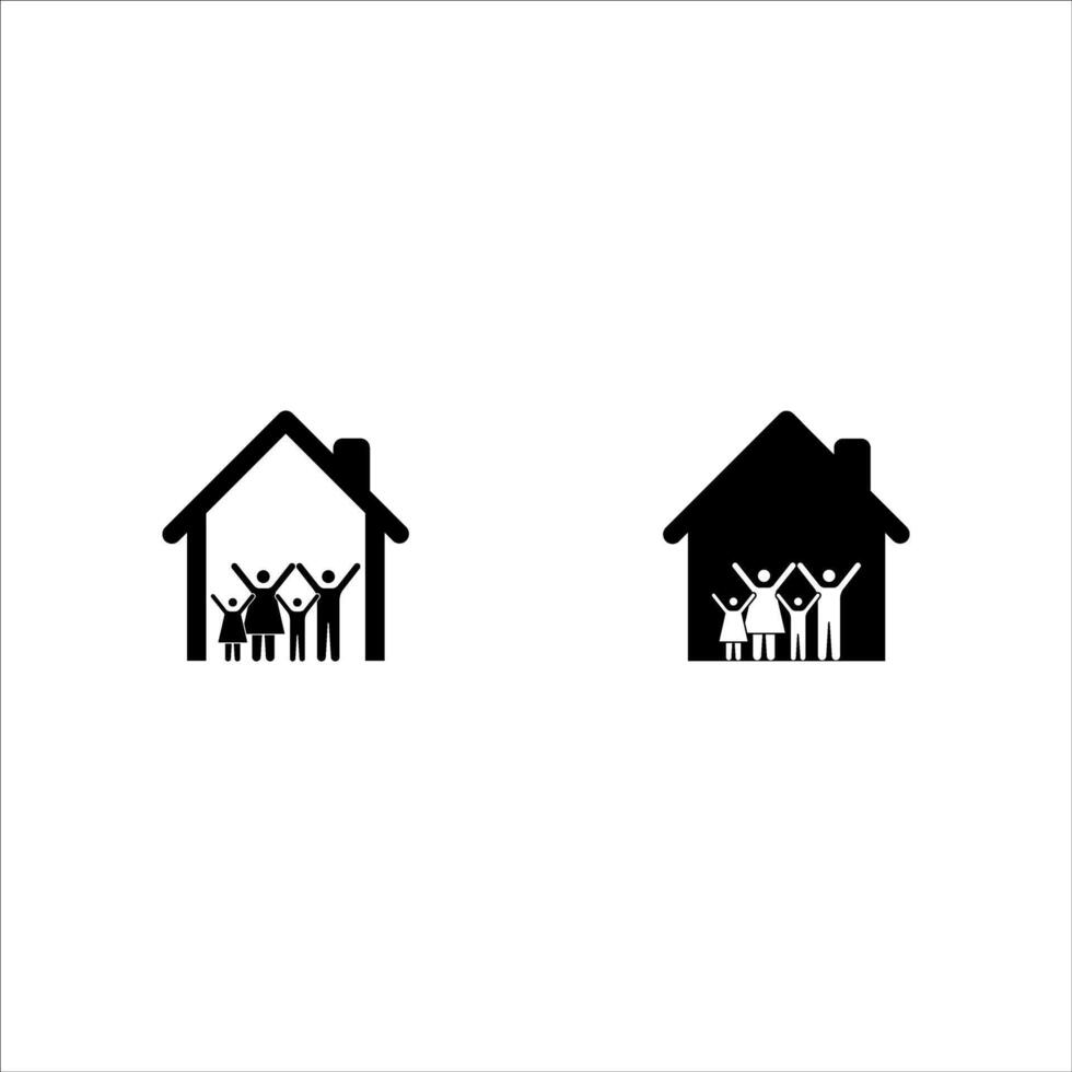 Happy family icon set at home. isolated flat illustration. vector