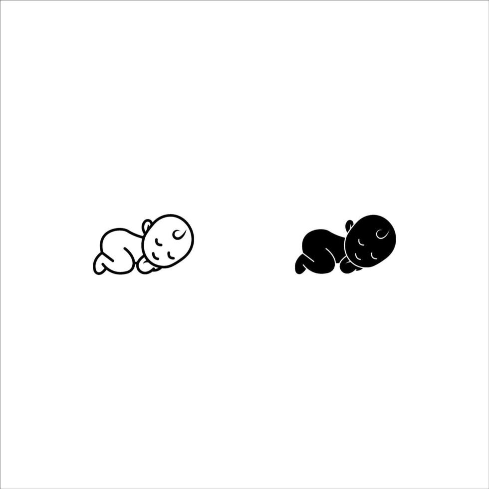 Baby sleeping top view silhouette isolated on white background. Baby sleeping icon illustration design vector