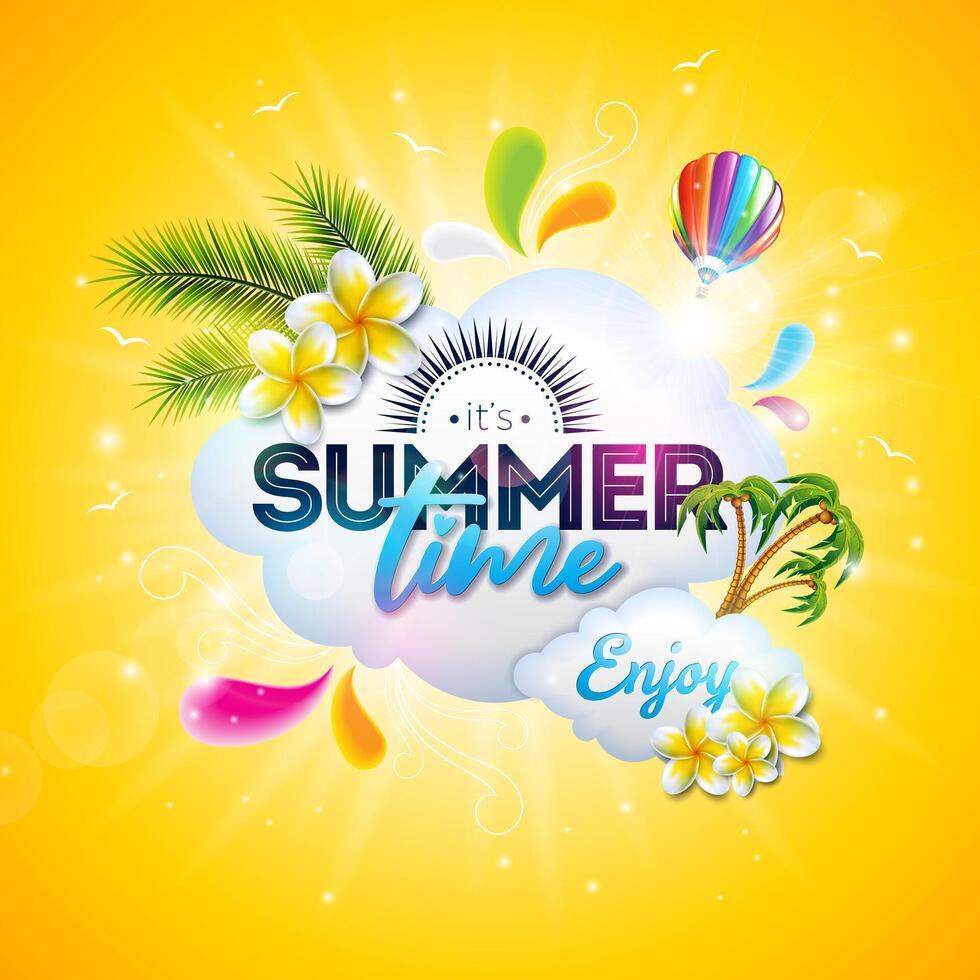 Colorful summer graphic with joyful elements vector