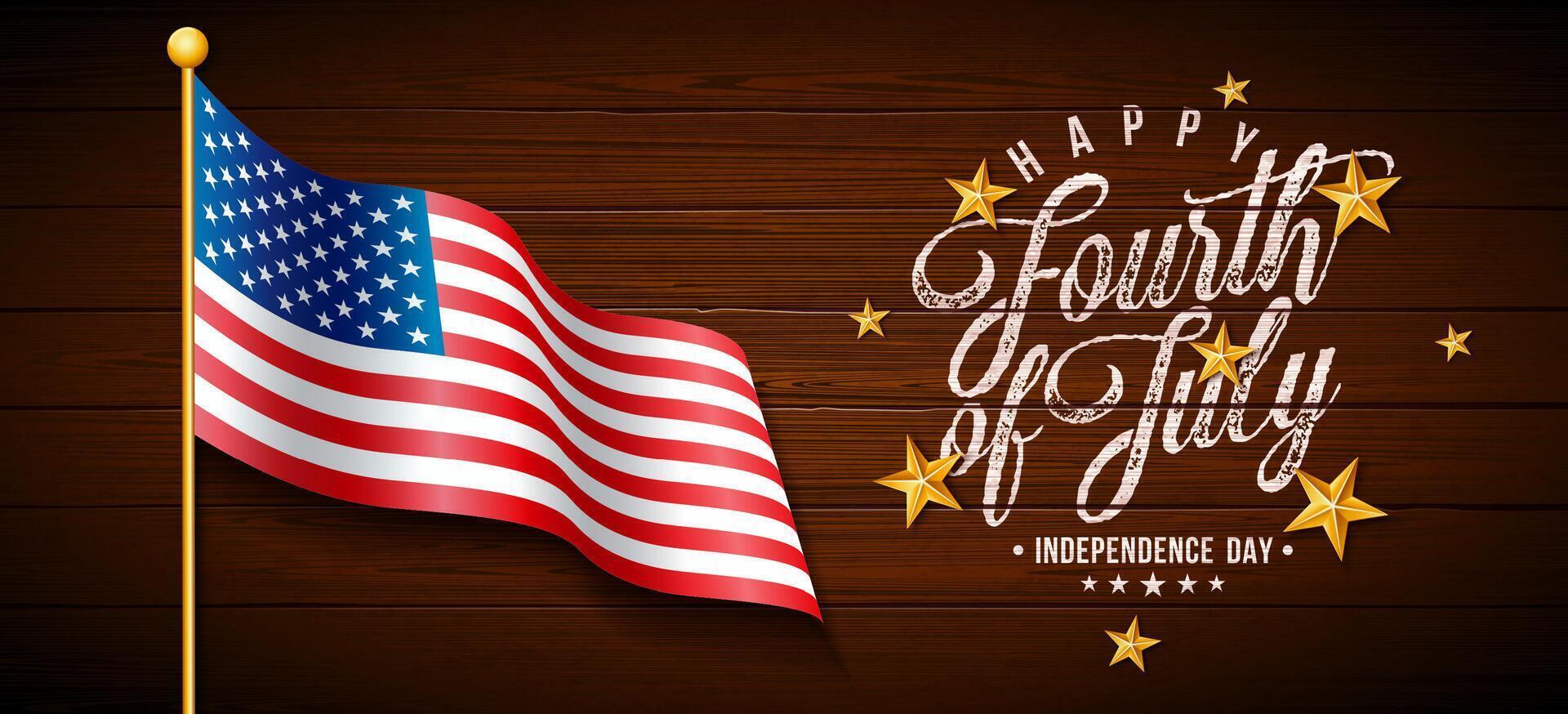 American flag and Fourth of July celebration vector