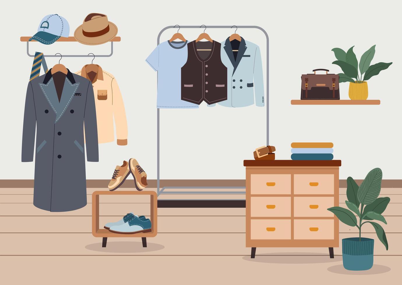 Clothing and accessories in modern display vector