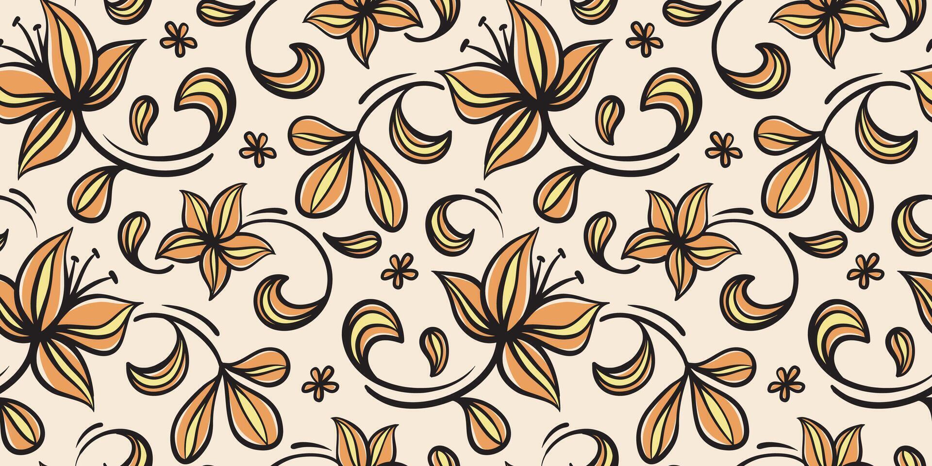 Simple hand drawn abstract floral print. Trendy collage line pattern. Fashionable template for fabric design. Simple floral illustration vector