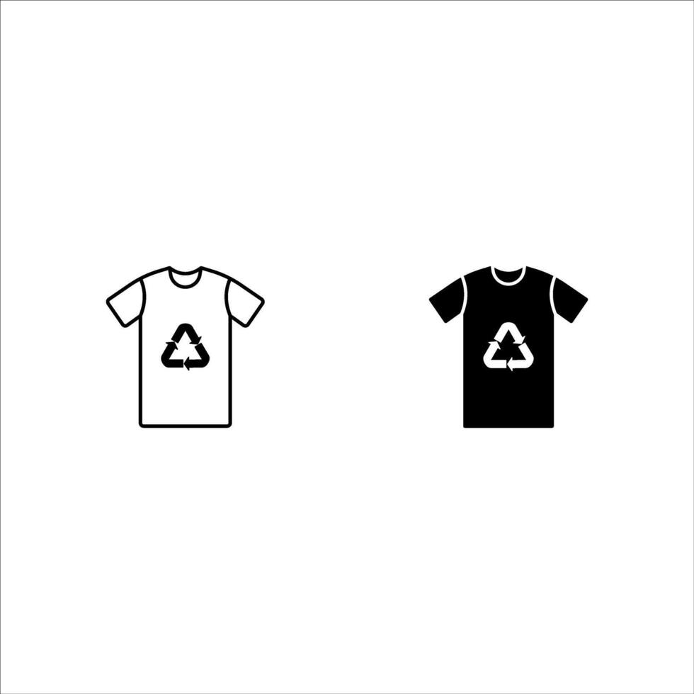 T-shirt with recycling icon set, promoting reusable and green clothes. Sustainable fashion, eco-friendly fabric. Pixel perfect, editable stroke icon vector