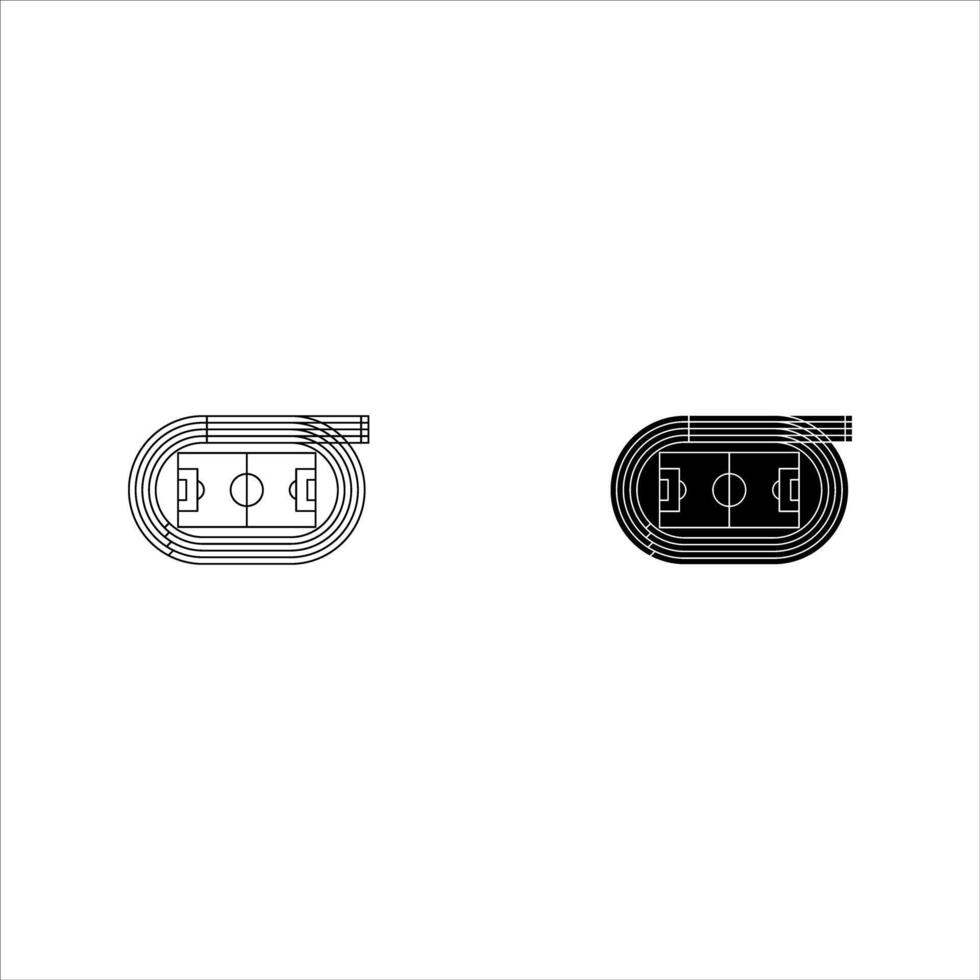 Running track and stadium icon set. Sports arena symbol design vector