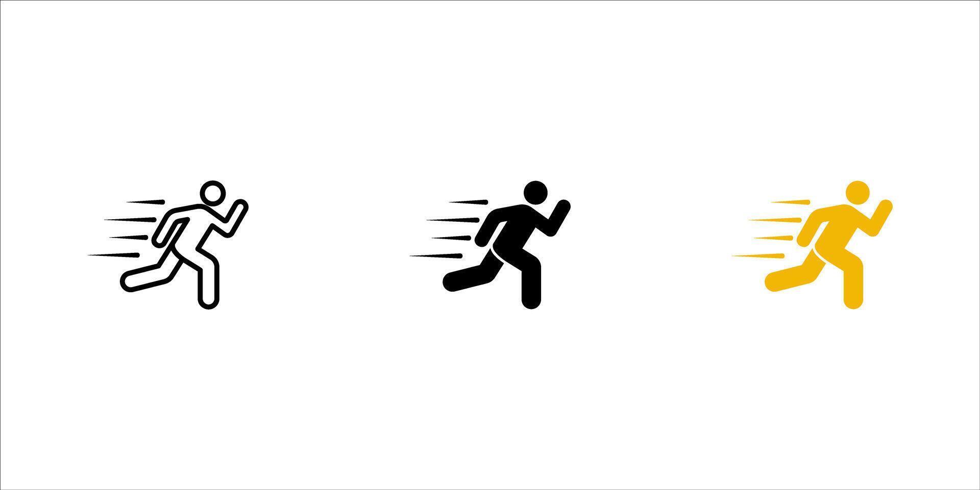 man fast run icon set rush icon illustration vector
