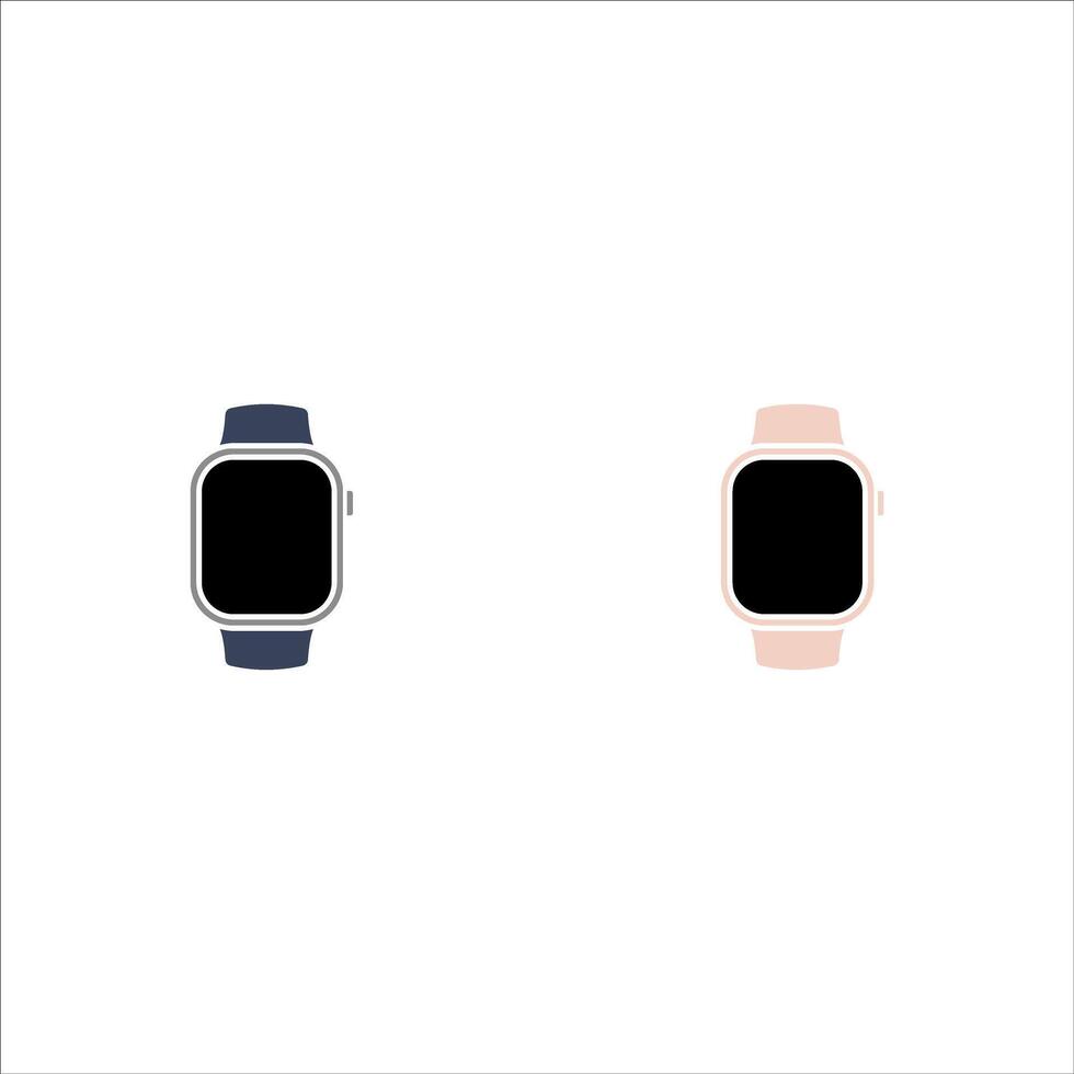 Smartwatch Icon - Digital Watch illustration Black Silhouette and outline isolated on white vector
