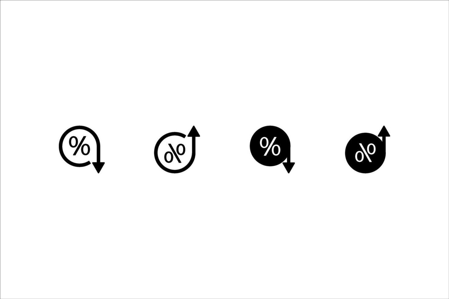 Low and high percent icon set, down and growth gdp. interest rate, increase icon, percentage rise. Percent in circle with arrow up and down sign. symbol vector