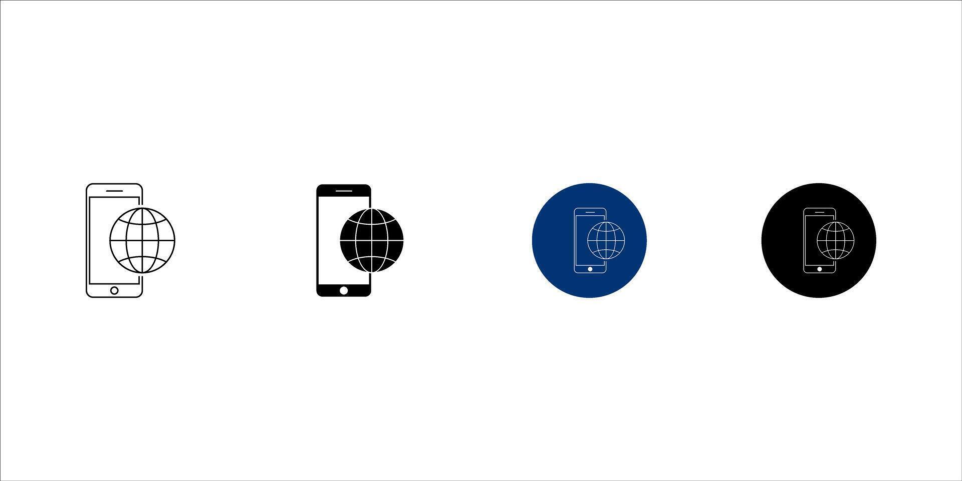 Smartphone with globe icon. Roaming isolated sign. Travel internet technology sign. EPS 10 vector