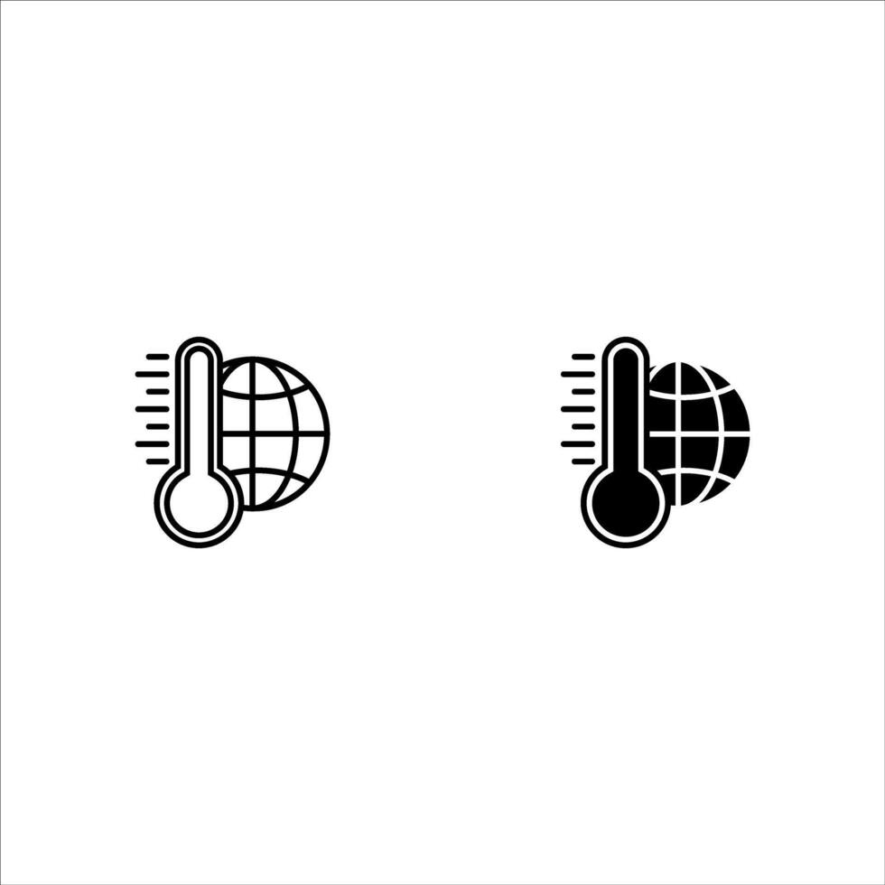 High temperature on Earth icon set, Globe and thermometer, weather thermometer. illustration isolated on white background.Eps 10. vector