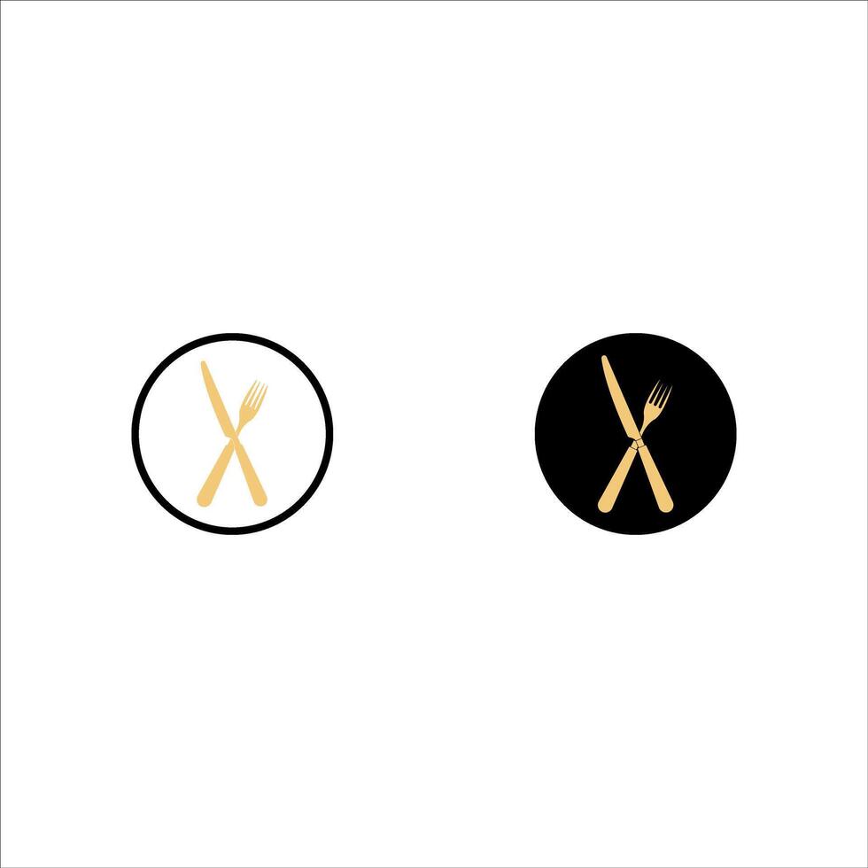 Fork and knife icon. Simple flat shape restaurant or cafe place sign. Kitchen and diner menu logo symbol. vector