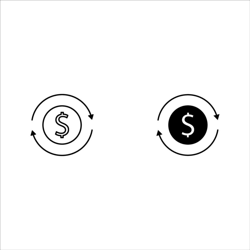 Set round money transfer icon, simple arrow financial usd dollar mark sale flat design pictogram, infographic interface elements for app logo web button ui ux isolated on white background vector