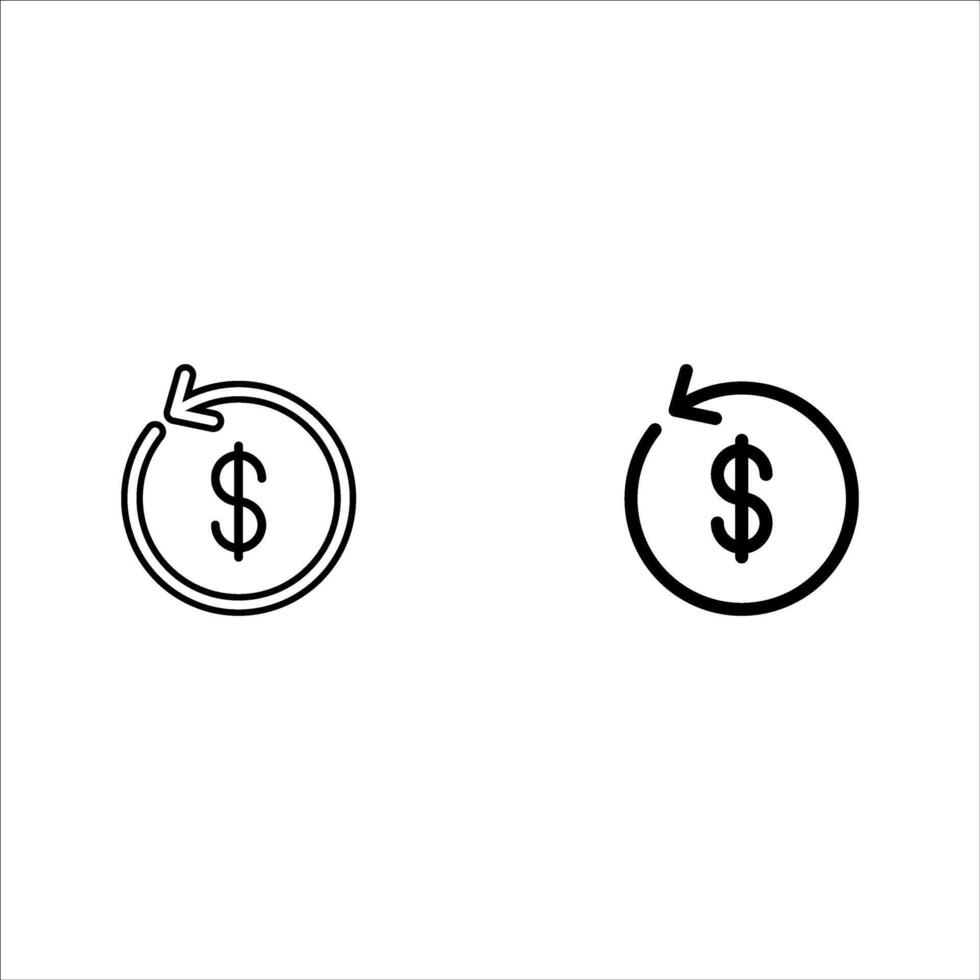 Set round money back refund investment icon, financial repeat arrow flat design pictogram, infographic interface elements for app logo web button ui ux isolated on white background vector