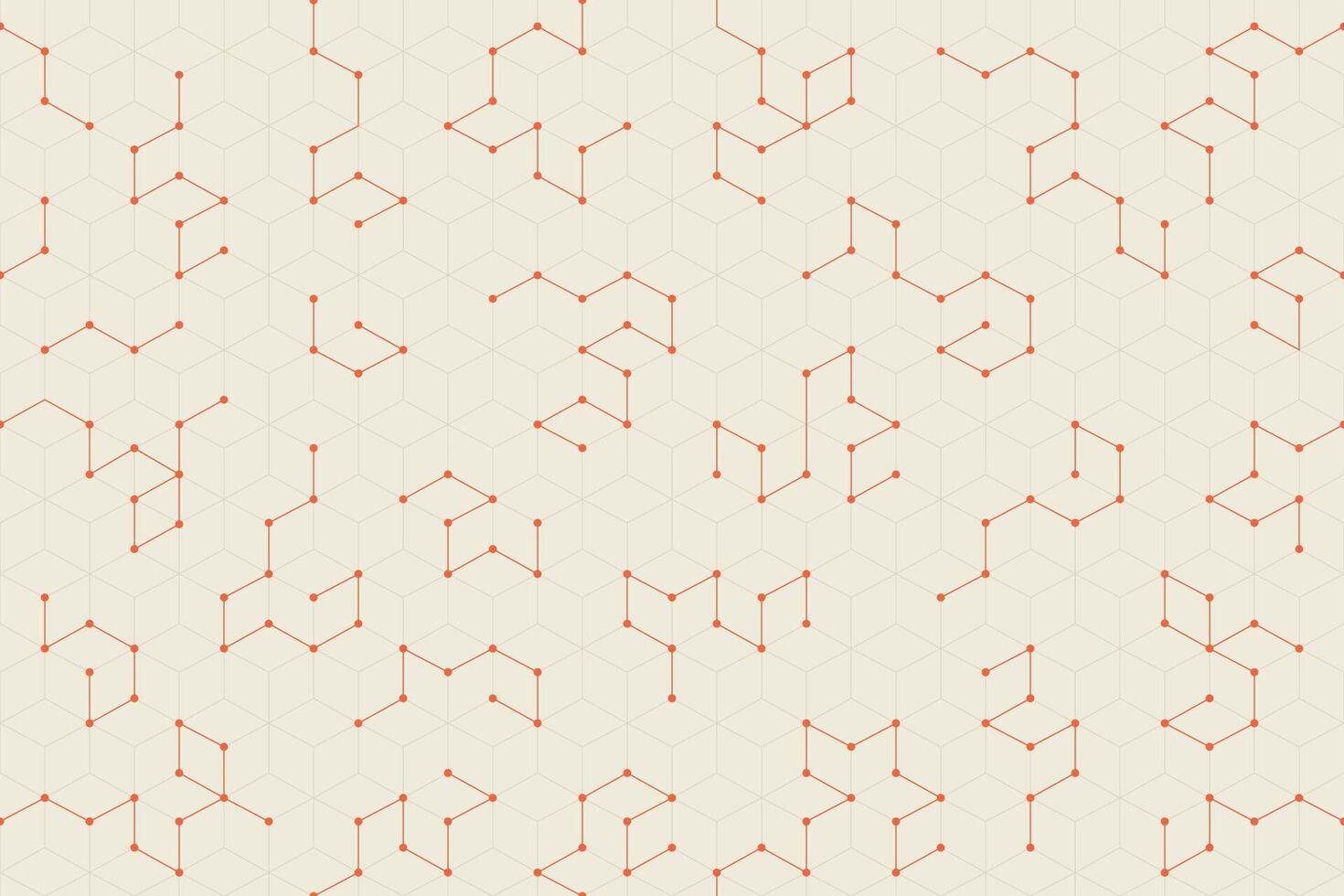 Minimalist technology geometric seamless background with abstract glowing dots and hexagonal paths vector