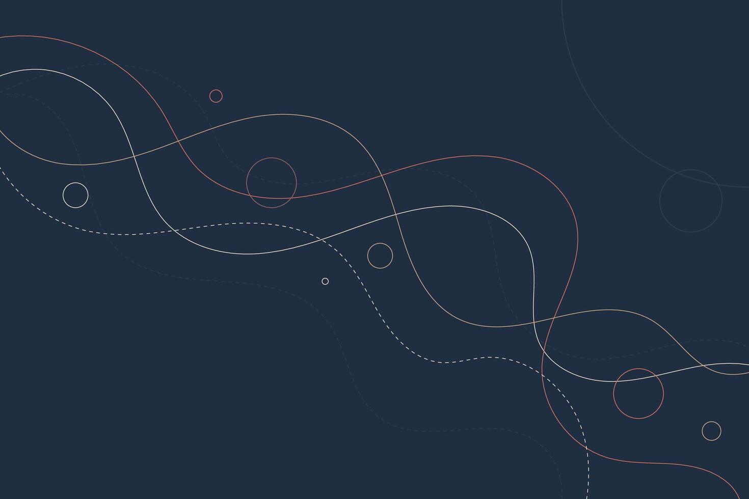 Abstract amorphous geometric background with minimal circles and dynamic curving paths vector