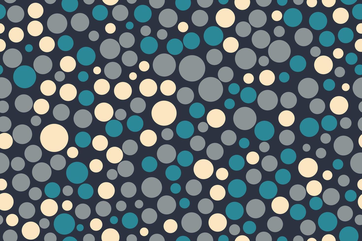 Colorful circles seamless pattern with playful round shapes in soft beige and blue tones on a dark background for abstract design and decoration vector