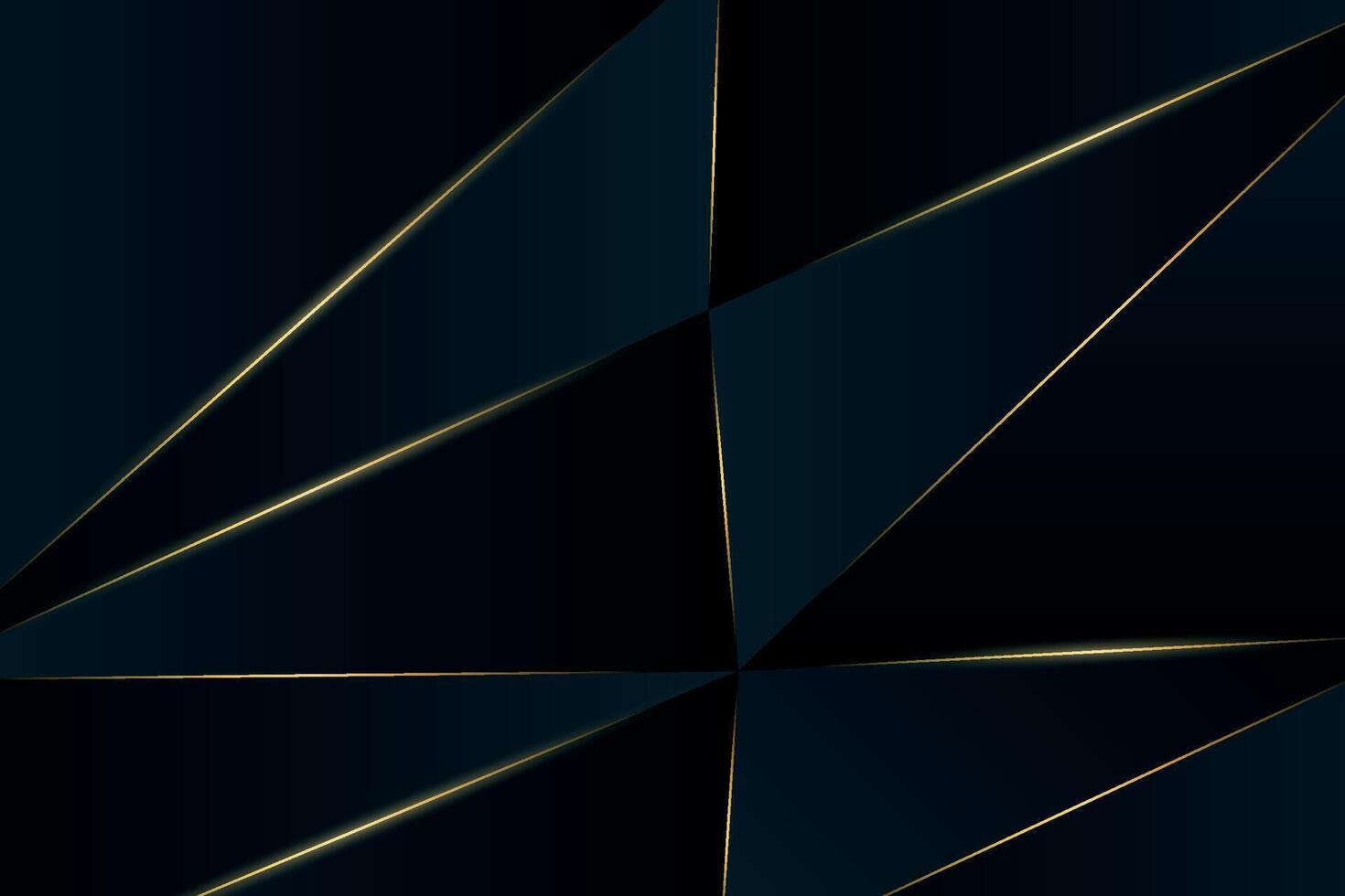 Polygonal luxury background with black and gold elements forming sleek angular tracery vector