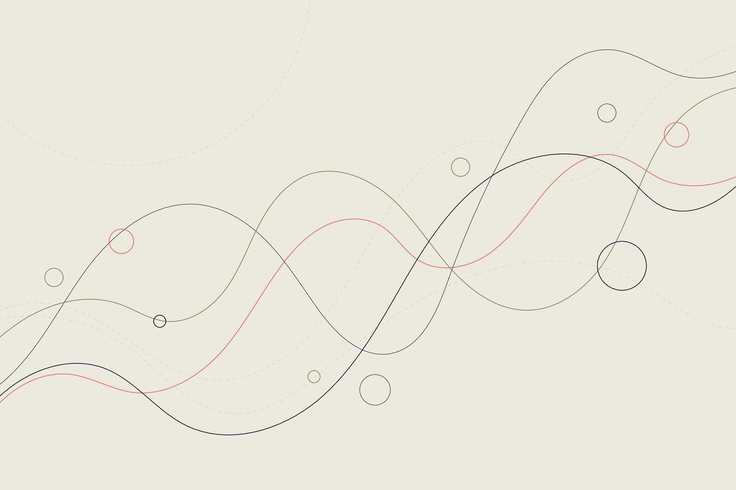 Artistic amorphous geometric backgrounds with looping paths and abstract circle accents vector