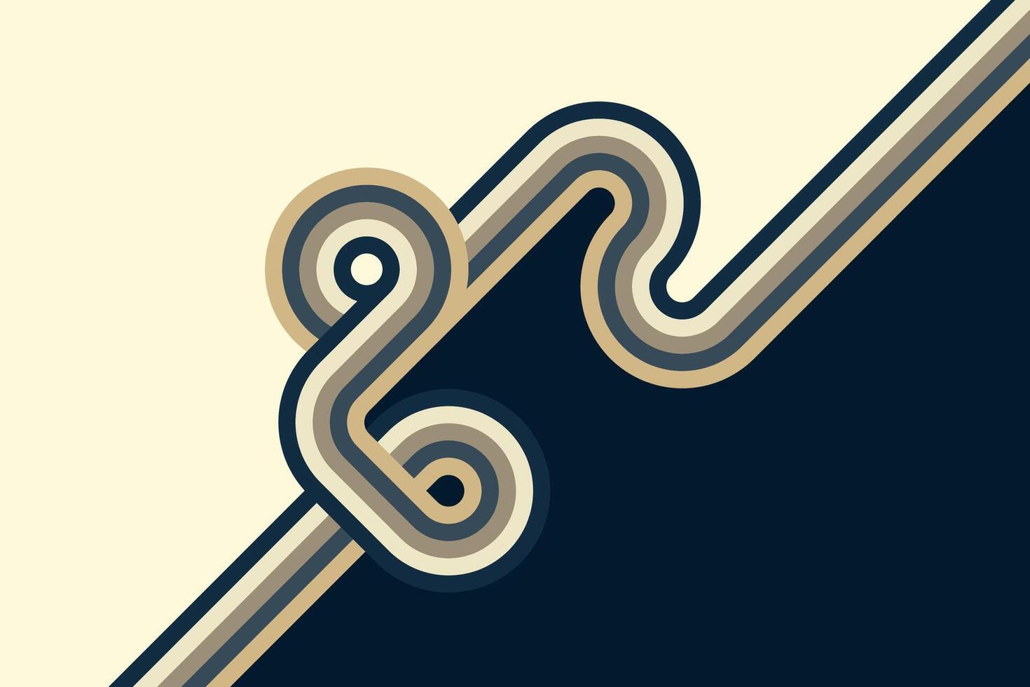 Retro stripe artwork with bold curves and classic color palette vector