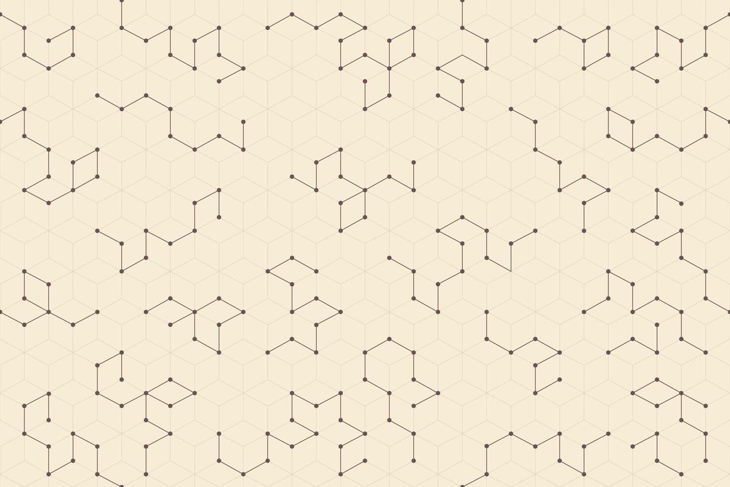 Seamless geometric pattern featuring abstract tech-inspired hexagon connections and light dot points vector