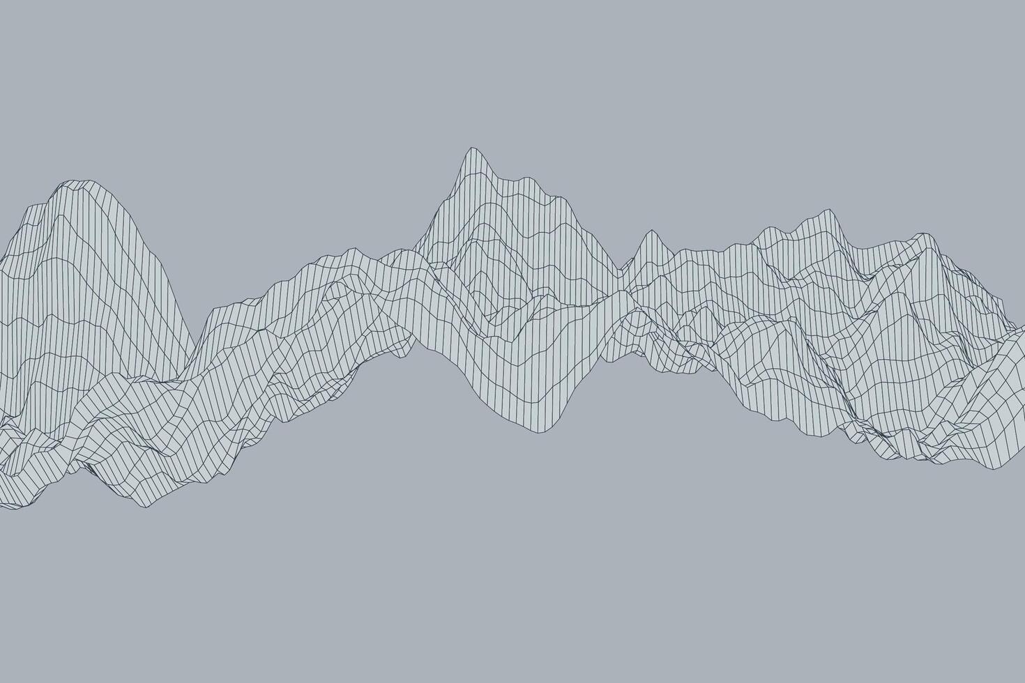 Abstract background of linear turbulence with flowing black lines on a gray surface representing digital waves and depth vector