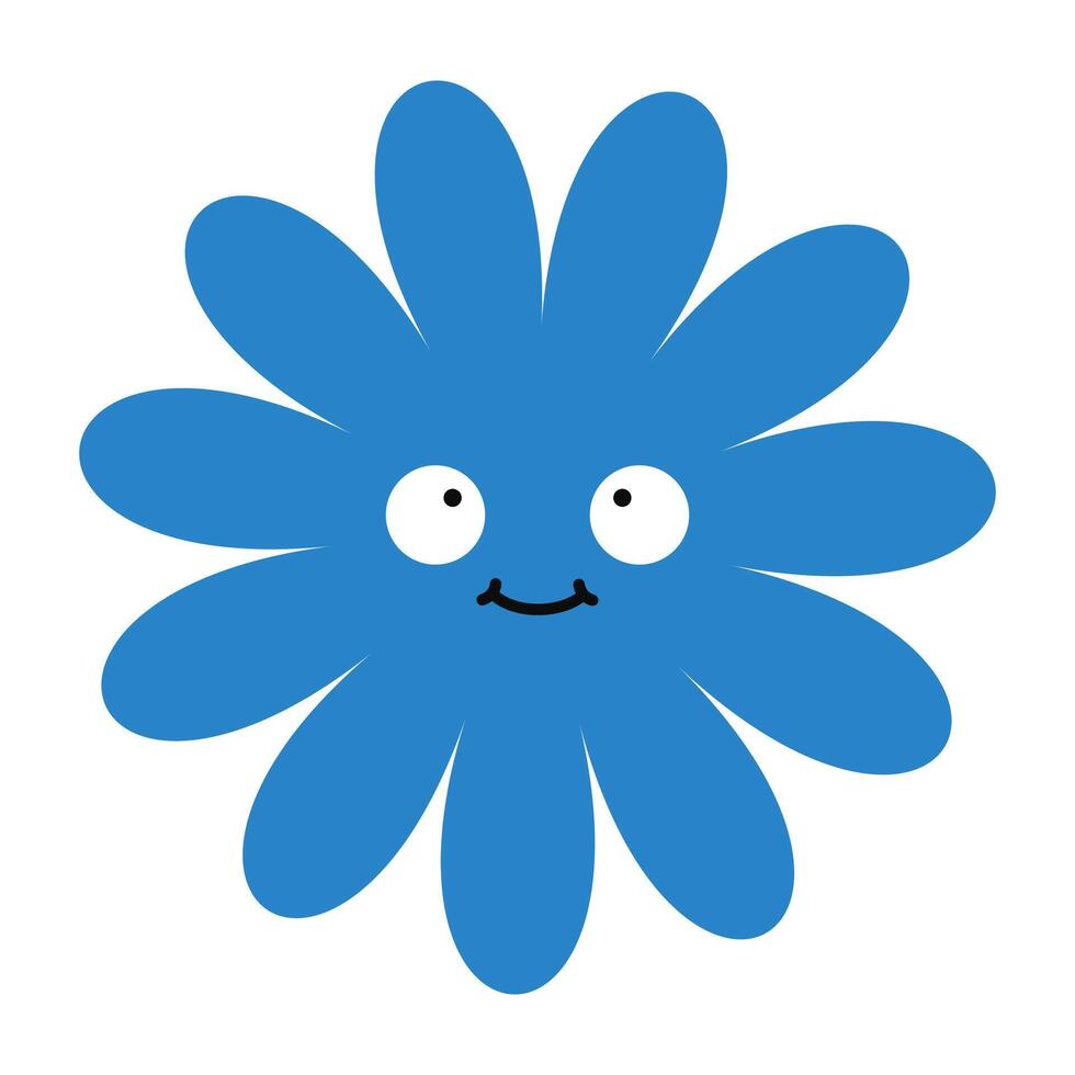 Bright floral emoji with happy expression. A stylized cartoon flower full of joy and energy. vector