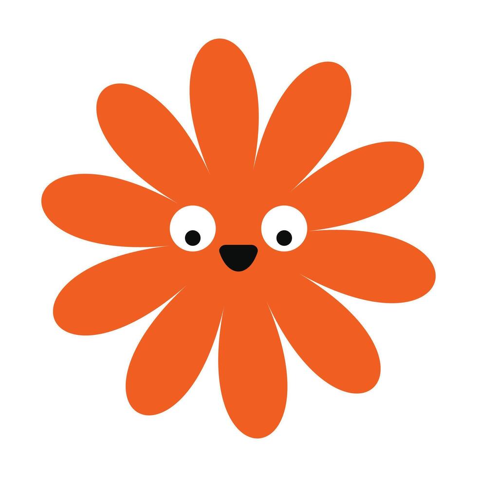 Surprised cartoon flower with wide eyes and vivid colors. A playful and expressive design in a clean, minimal style. vector