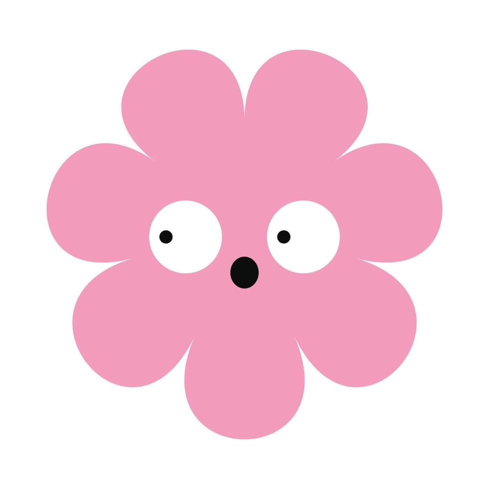 Colorful flower face with a stunned look and lively style. A quirky cartoon design with geometric simplicity. vector