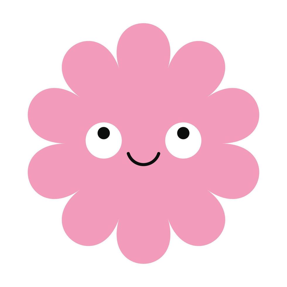 Ecstatic flower icon with colorful petals and expressive face. Abstract floral emoji with cartoon appeal vector