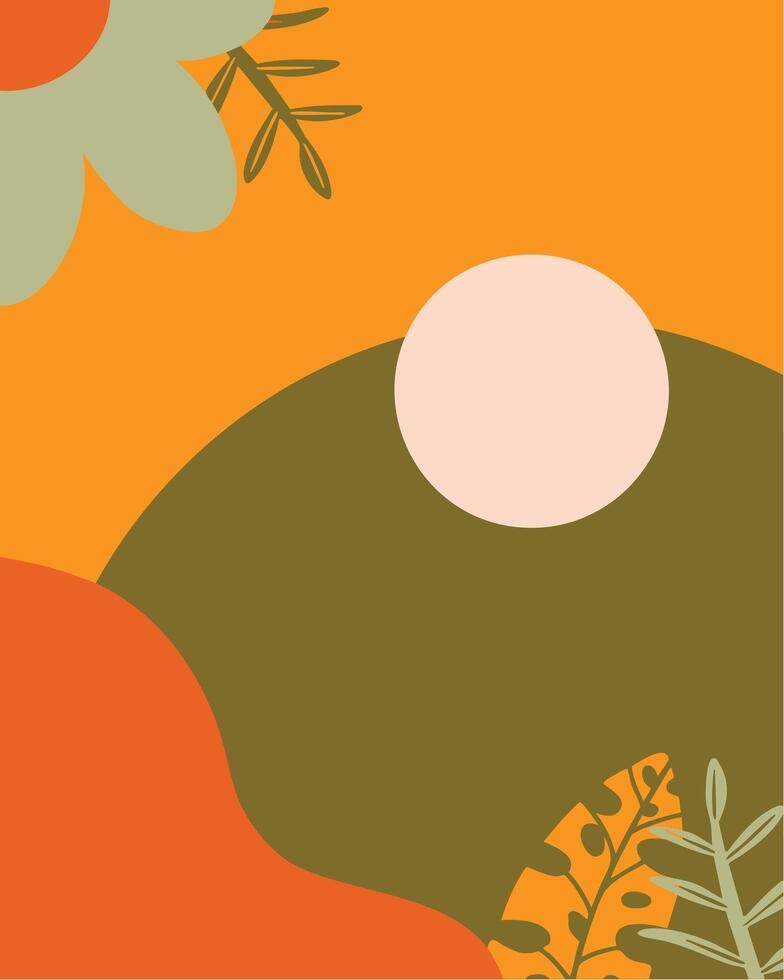 Abstract Floral Composition with Sun and Organic Shapes vector