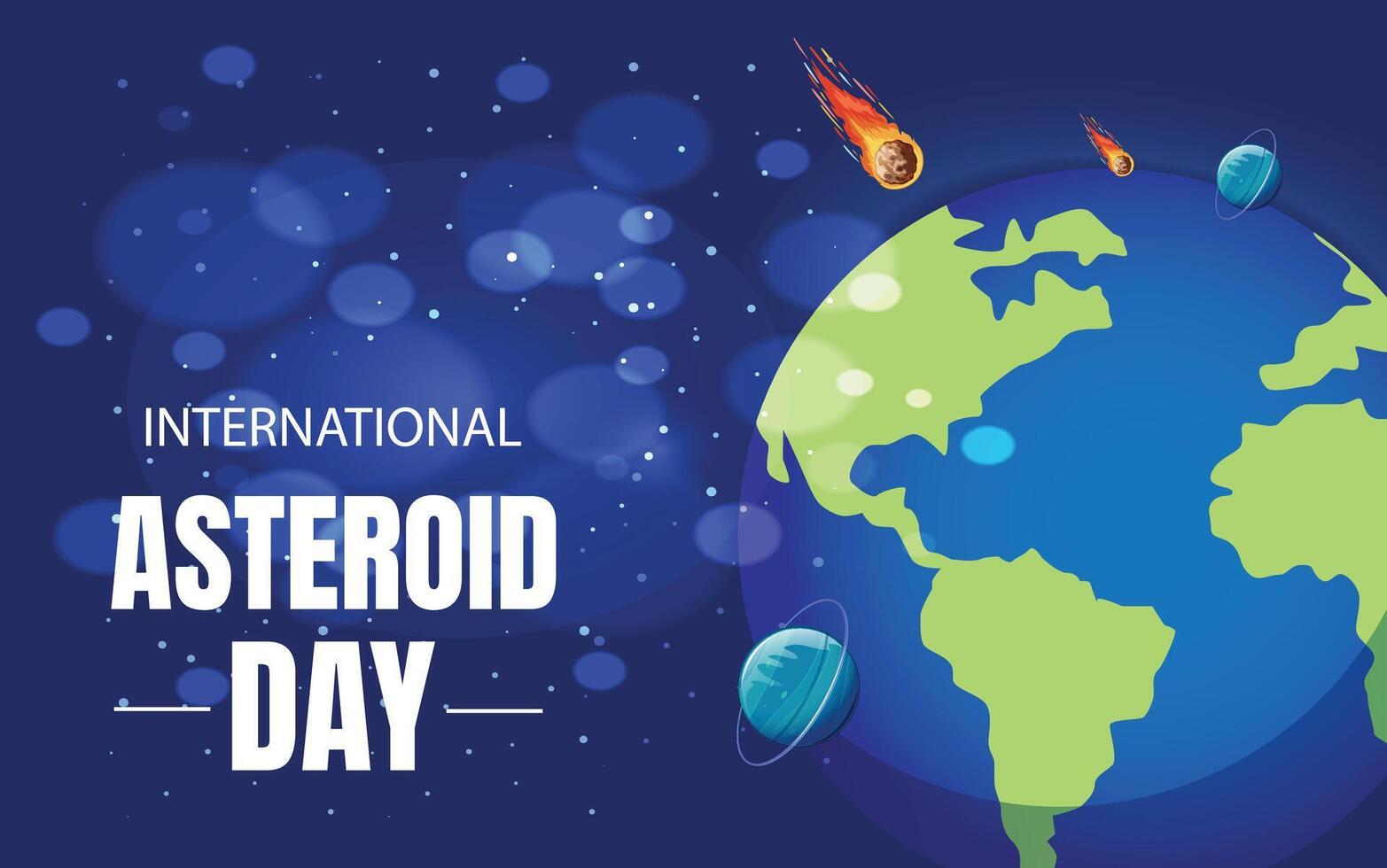 Earth with asteroids for Asteroid Day vector