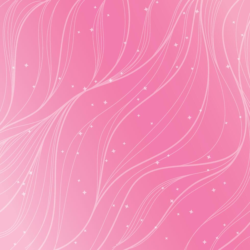 Pink abstract background with flowing lines and sparkling stars pastel gradient vector