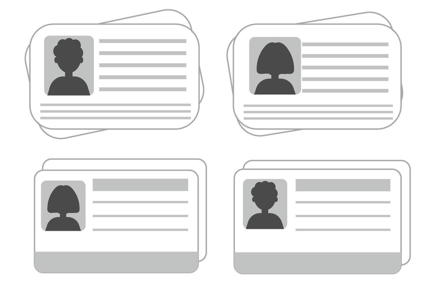 Id card identification badge simple icon . Driver license, verify document. Biometric membership passport. Flat card with information. vector