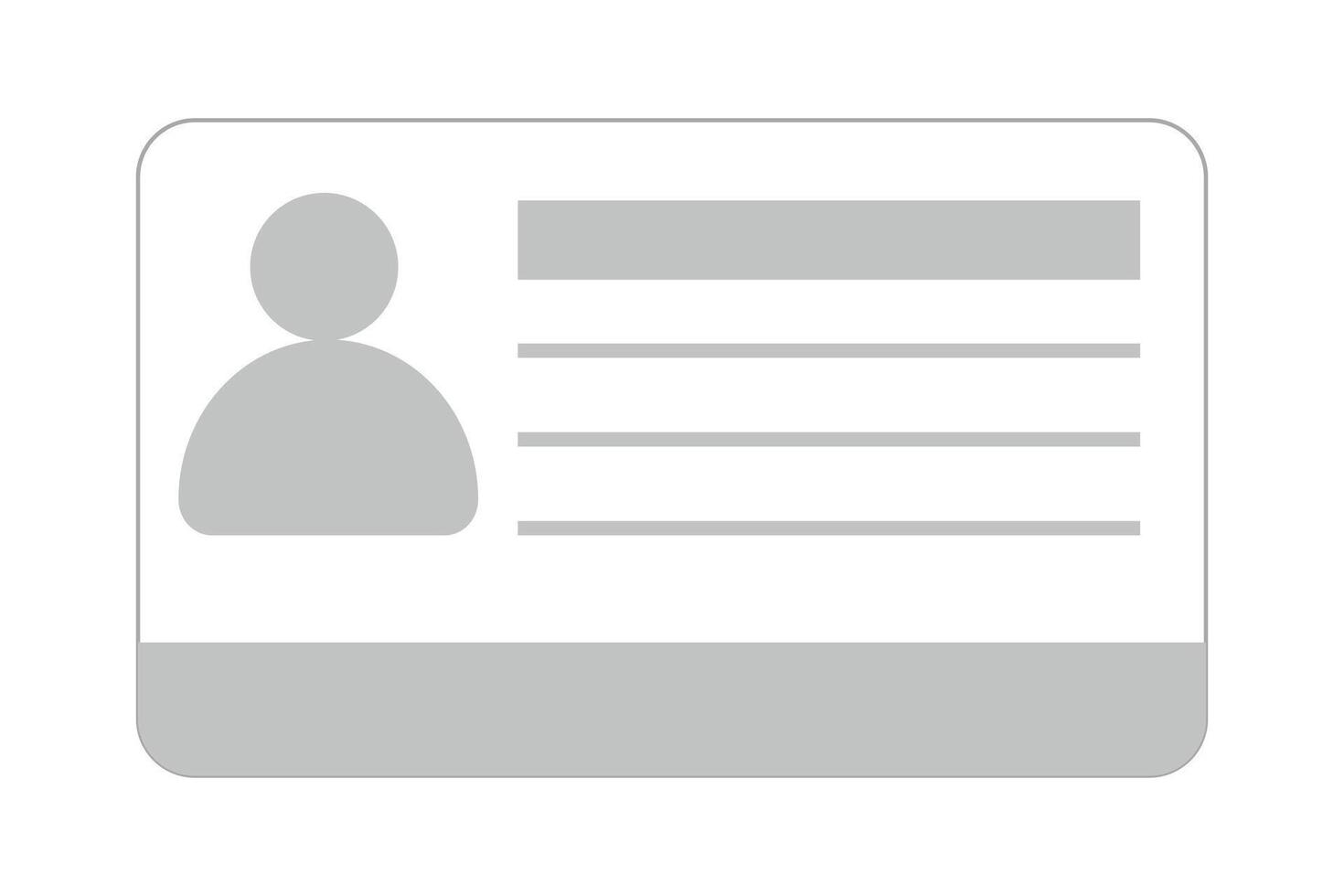 Id card identification badge simple icon. Driver license, verify document. Biometric membership passport. Flat card information. vector