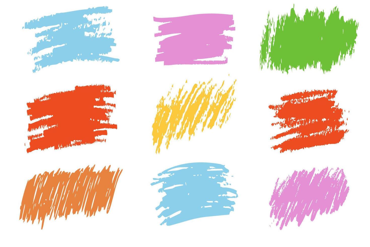 Crayon underline stroke brush mark , grunge textured hand drawn sketch border, divider. Pastel colored scribble highlight charcoal rough. vector