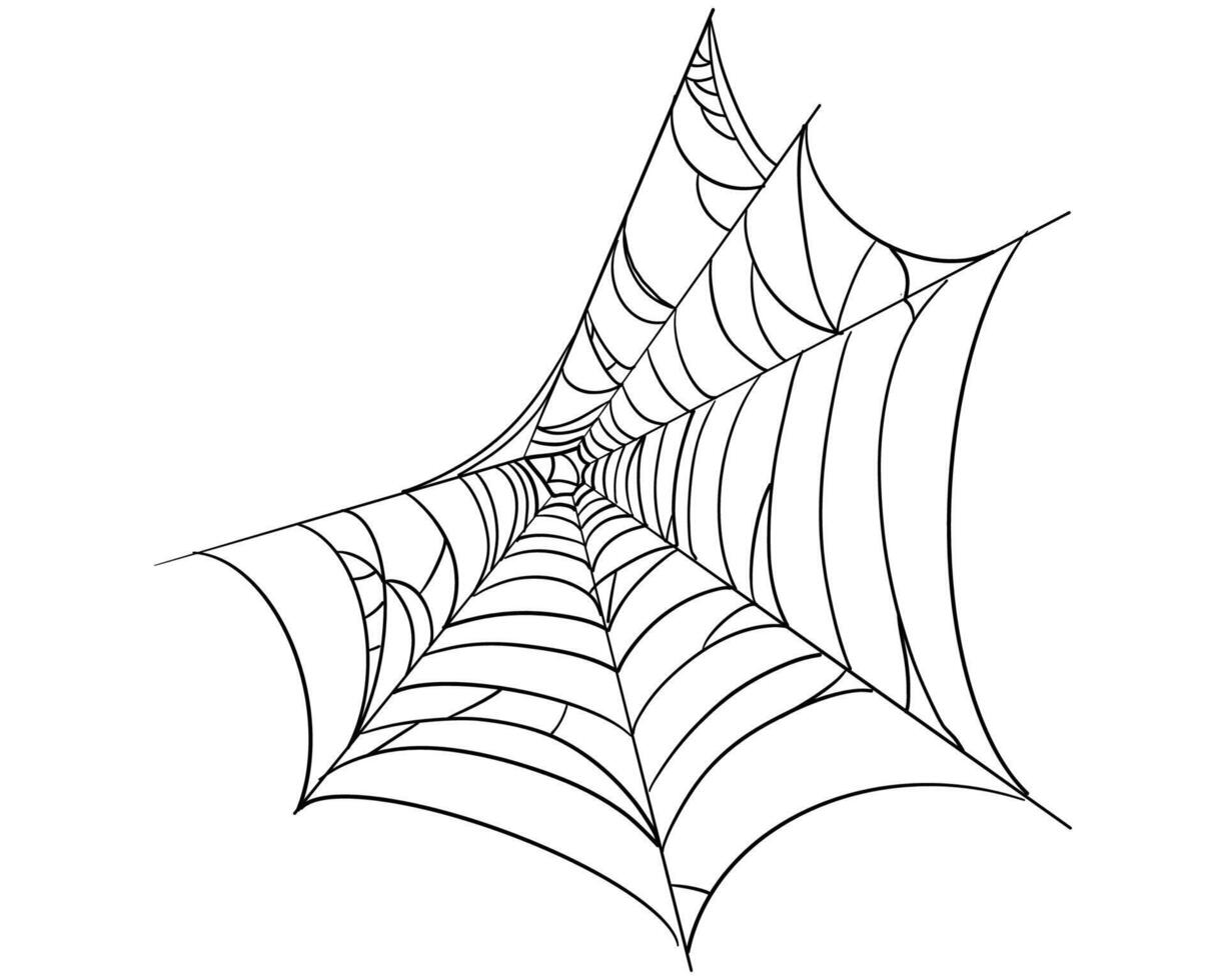 Spiderweb corner line border, scary hanging net frame. Simple spooky halloween decoration. Cobweb spider trap. vector
