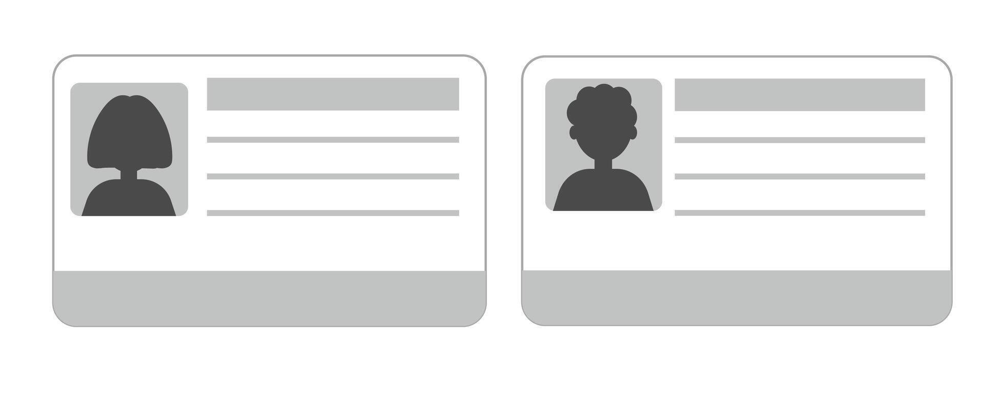 Id card identification badge simple icon.Driver license, verify document. Biometric membership passport. Flat card with information. vector