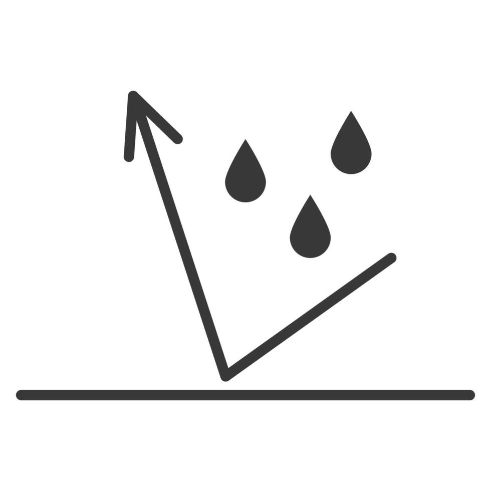 Waterproof icon water protection, surface protection from liquid. Line arrow and water drop. Weather protection symbol. Rainproof material. Simple resistant defence protection vector