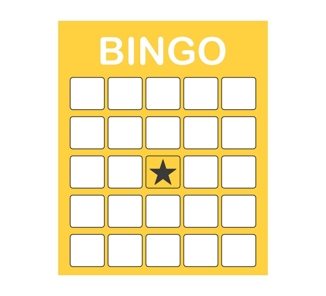 Bingo card template blank with star, luck lotto board game. Bingo ticket empty. Bingo icon, for numbers vector