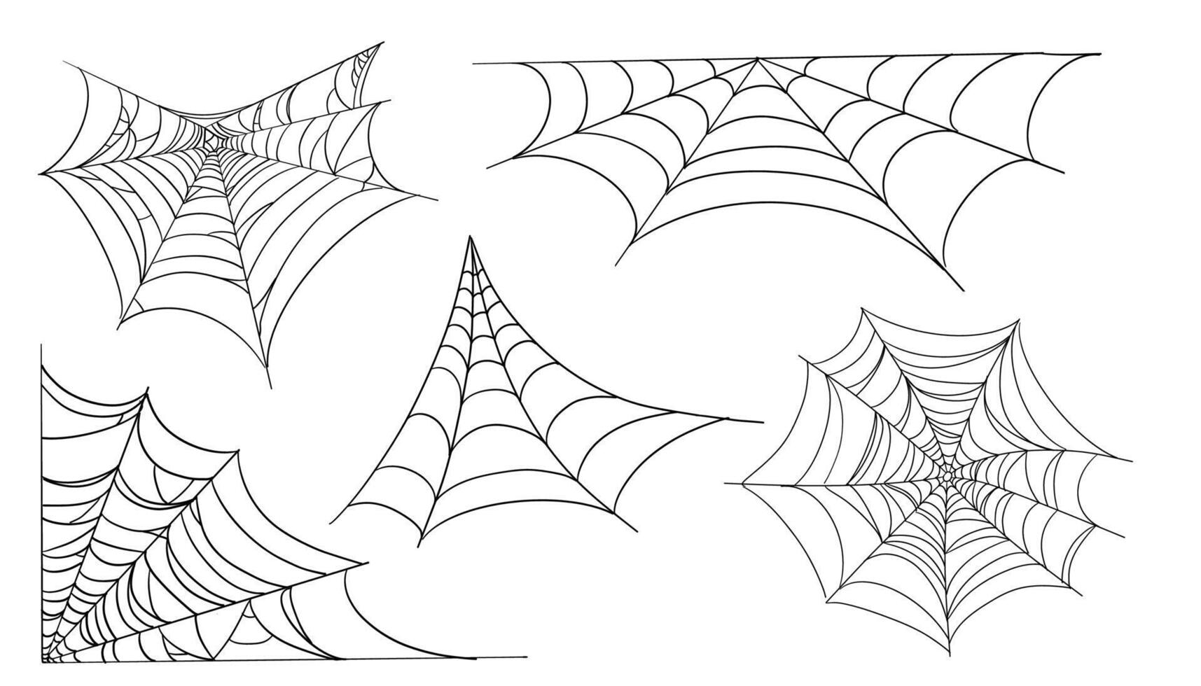 Spiderweb corner line border, gothic scary hanging net frame. Simple spooky halloween decoration. Cobweb spider trap vector
