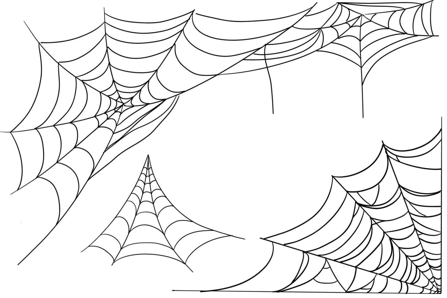 Spiderweb corner line border, gothic scary hanging net frame. Simple spooky halloween decoration. Cobweb trap. vector