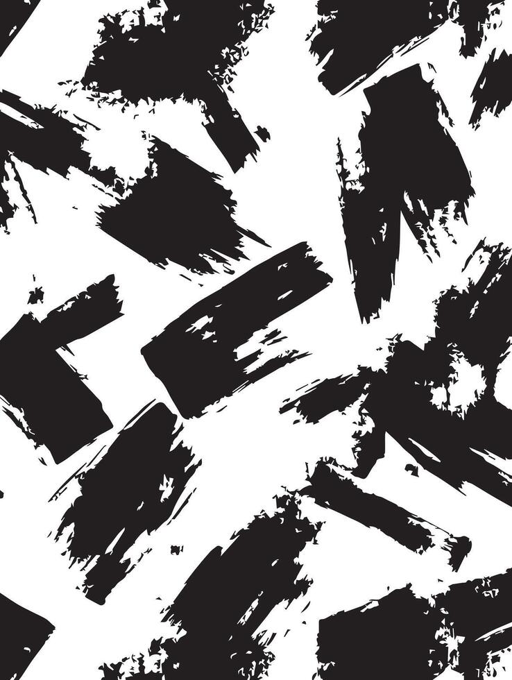 Black and White Ink Brush Stroke Texture Seamless Pattern for Design Projects vector