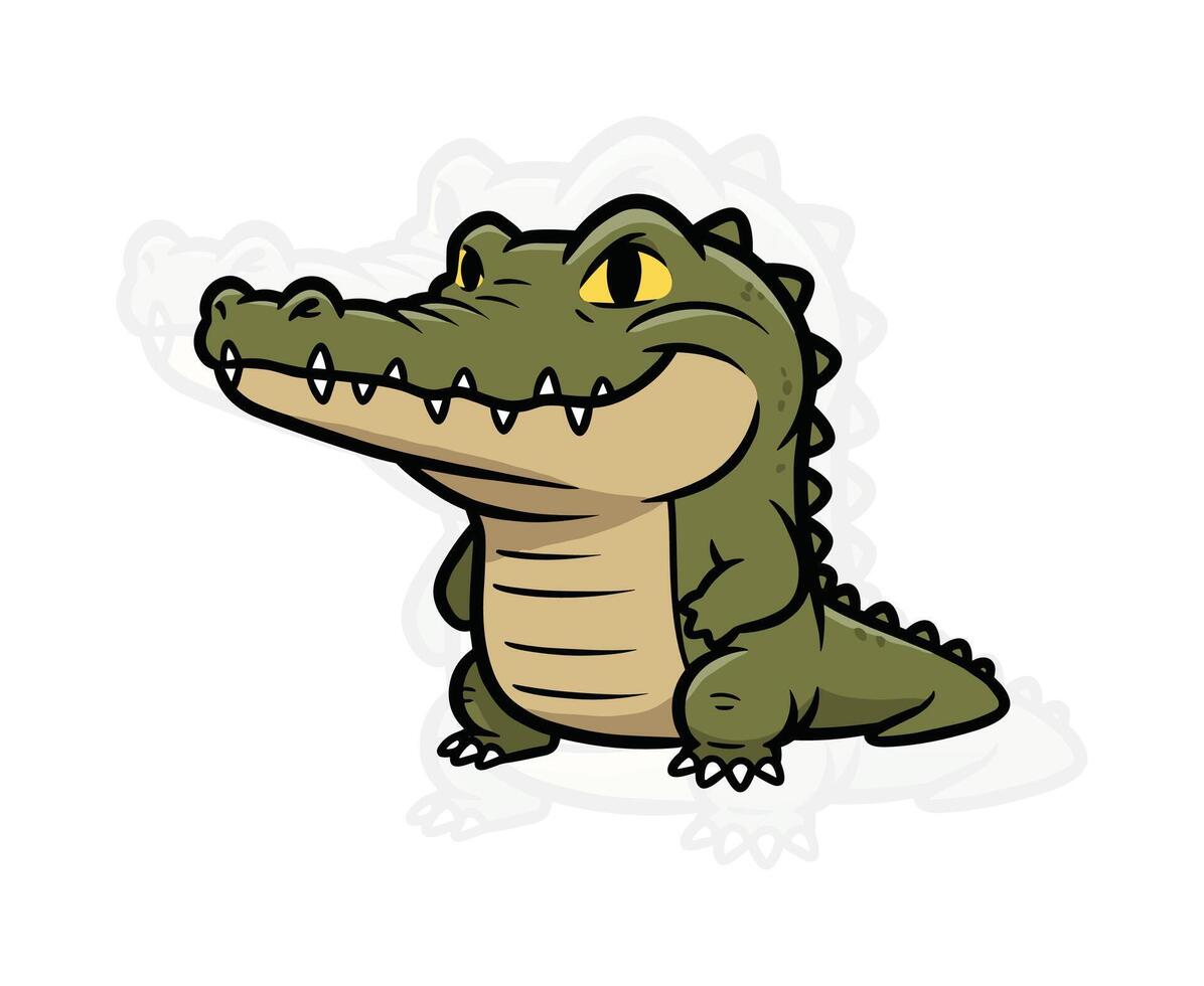 Chibi Crocodile Illustration Cute Reptile vector