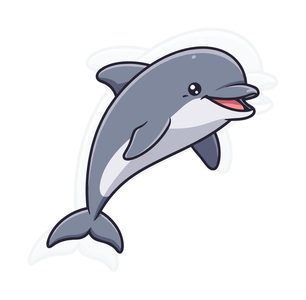 Chibi Dolphin Delight Animal Illustration vector