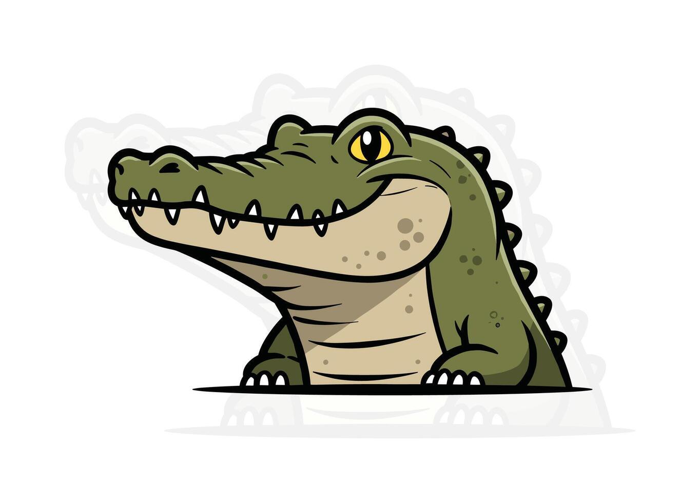 Cute Crocodile Illustration Chibi Style vector