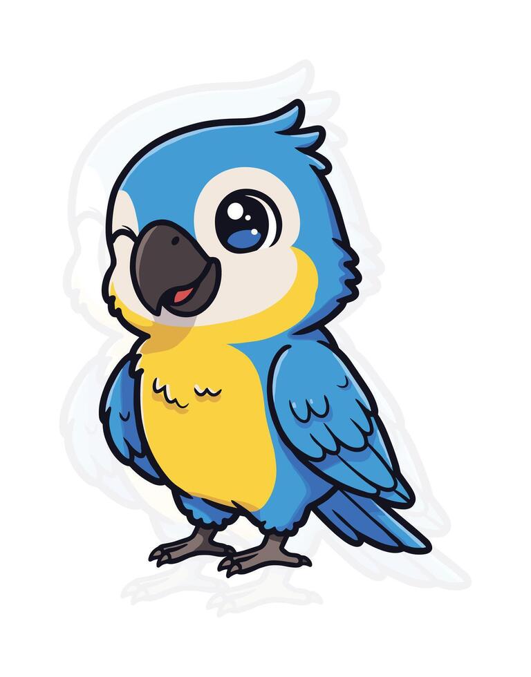 Tropical Chibi Parrot Illustration vector